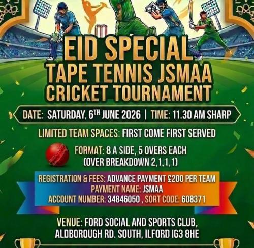 Eid Special Tape Tennis Jsmaa Cricket Tournament